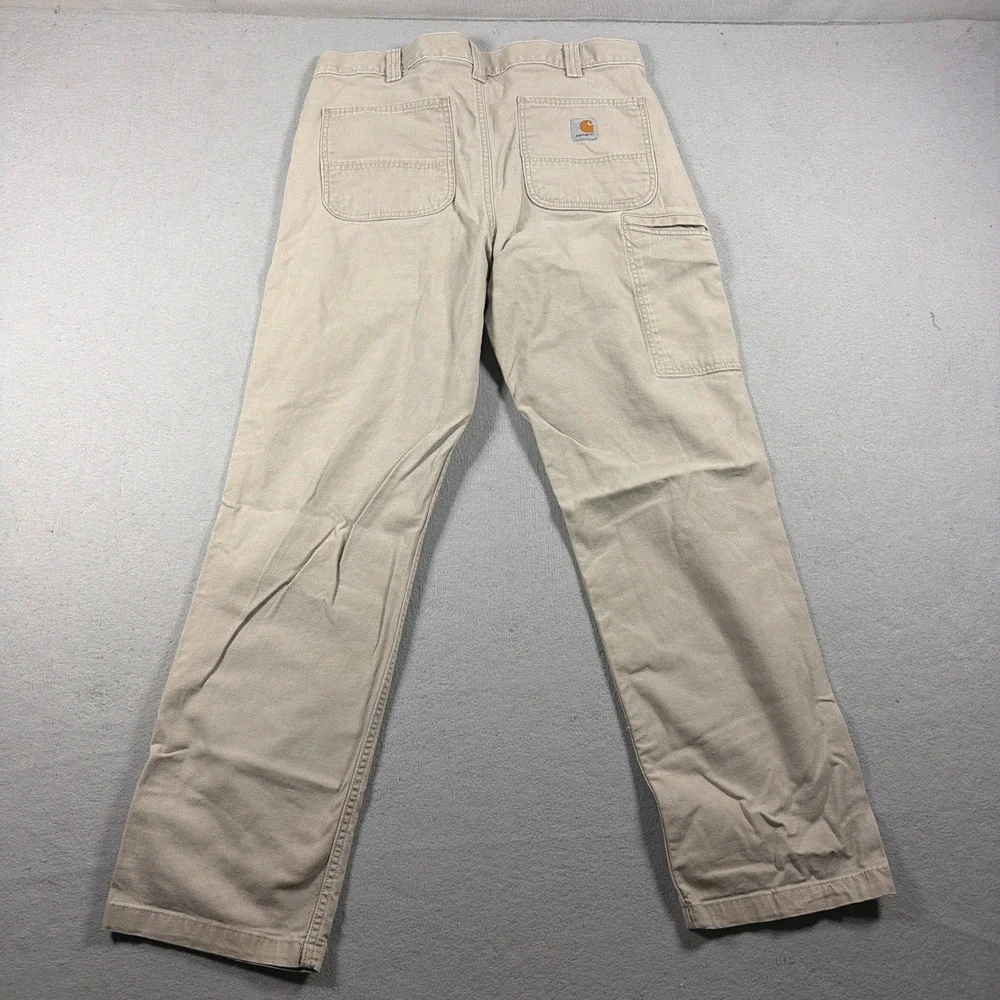 Carhartt Carpenter Pants Men 35x32 Relaxed Fit Tan Beige Canvas‎ Cotton Workwear